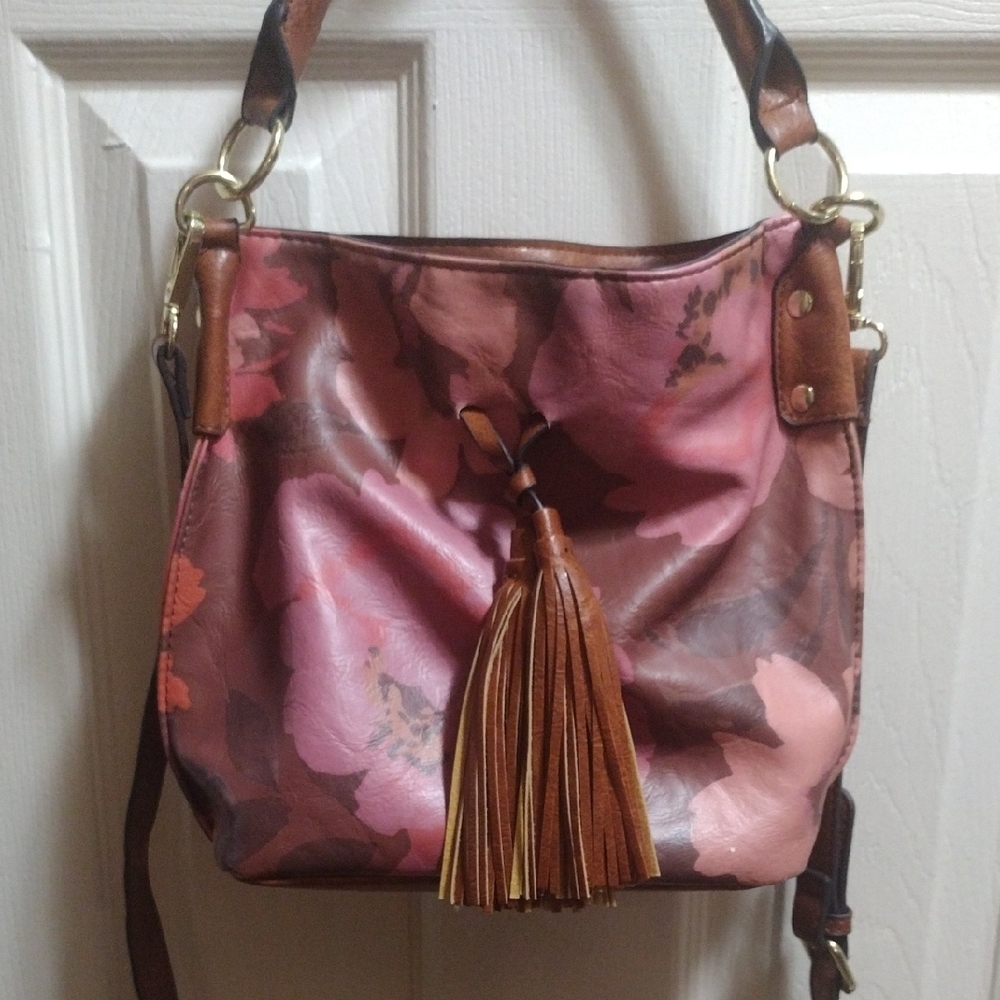 The Pioneer Woman Pink & Brown Floral Leather Shoulder Bag